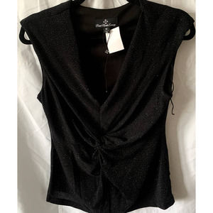 Ronni Nicole Evenings Black Top Sequin Glitter Sleeveless Shirt Sz M NEW